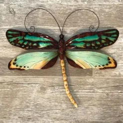 Metal and Capiz Dragonfly Wall Decor - Green