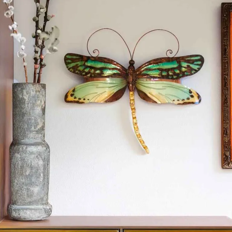 Metal and Capiz Dragonfly Wall Decor - Green