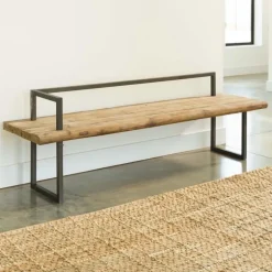 Metal and Recycled Wood Bench
