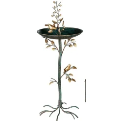 Metal Birds and Branches Bird Bath