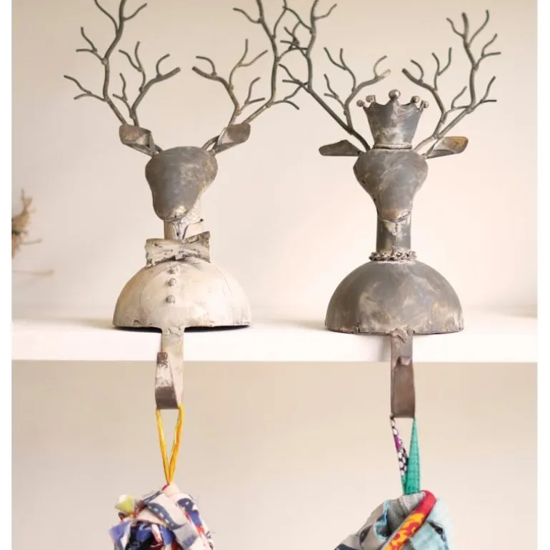 Metal Deer Stocking Holders, Set of 2