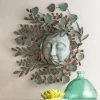 Metal Leaf Sun Face Wall Art