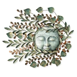 Metal Leaf Sun Face Wall Art