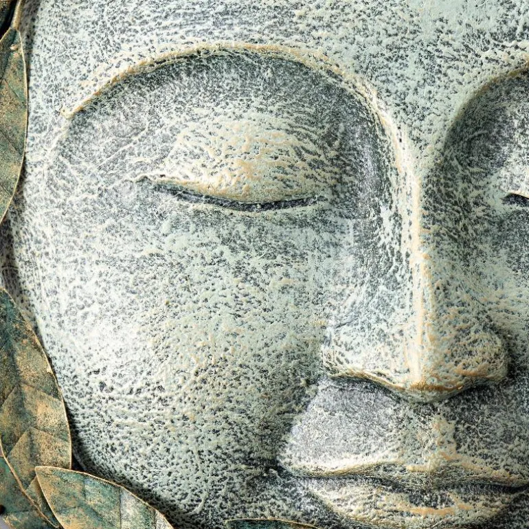 Metal Leaf Sun Face Wall Art