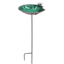 Metal Lily Pad Birdbath with Garden Stake