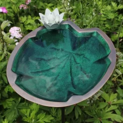 Metal Lily Pad Birdbath with Garden Stake