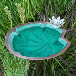Metal Lily Pad Birdbath with Garden Stake