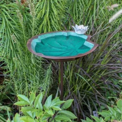 Metal Lily Pad Birdbath with Garden Stake
