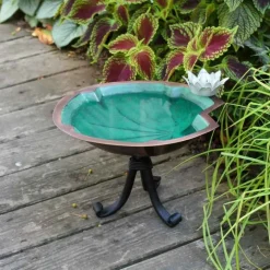 Metal Lily Pad Birdbath with Tripod Stand