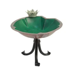 Metal Lily Pad Birdbath with Tripod Stand