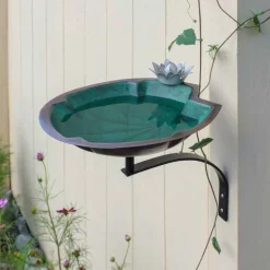 Metal Lily Pad Birdbath with Wall Mount Bracket