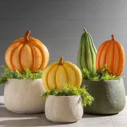 Metal Pumpkin Garden Stakes, Set of 4