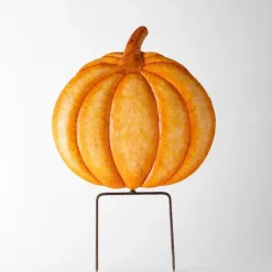 Metal Pumpkin Garden Stakes, Set of 4