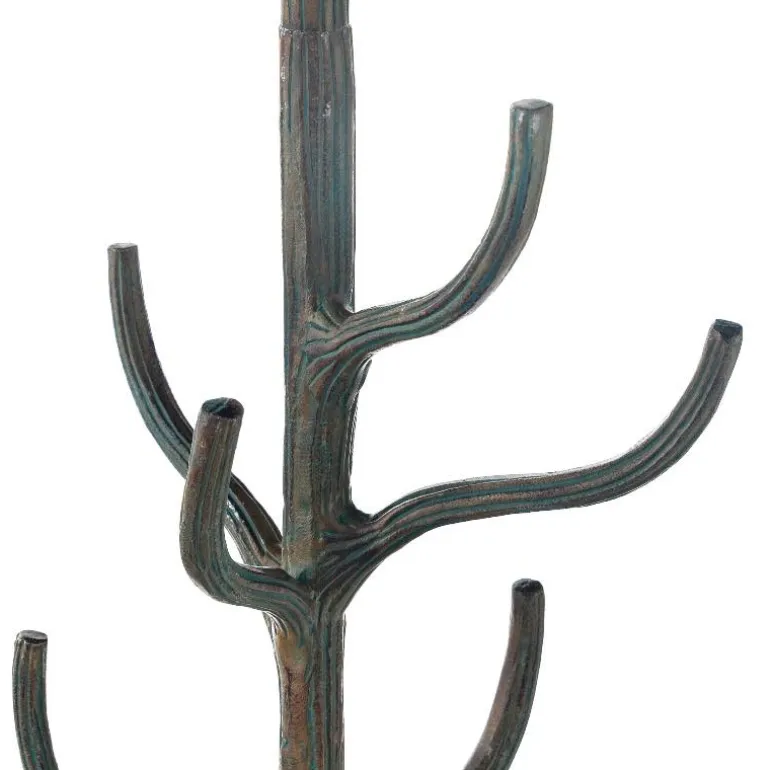 Metal Tree Branch-Inspired Coat Rack with Patina Finish