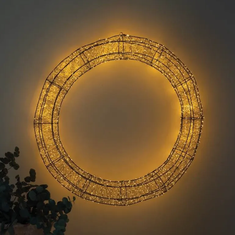Micro LED Black Metal Wreath