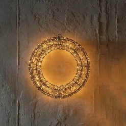 Micro LED Black Metal Wreath