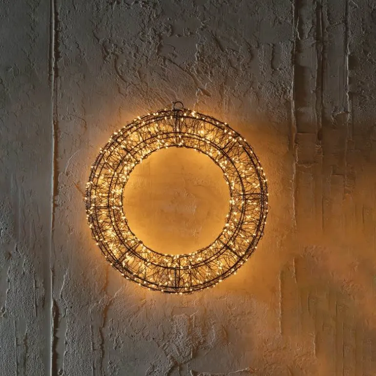 Micro LED Black Metal Wreath