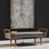 Mid Century Wood & Upholstered Bench