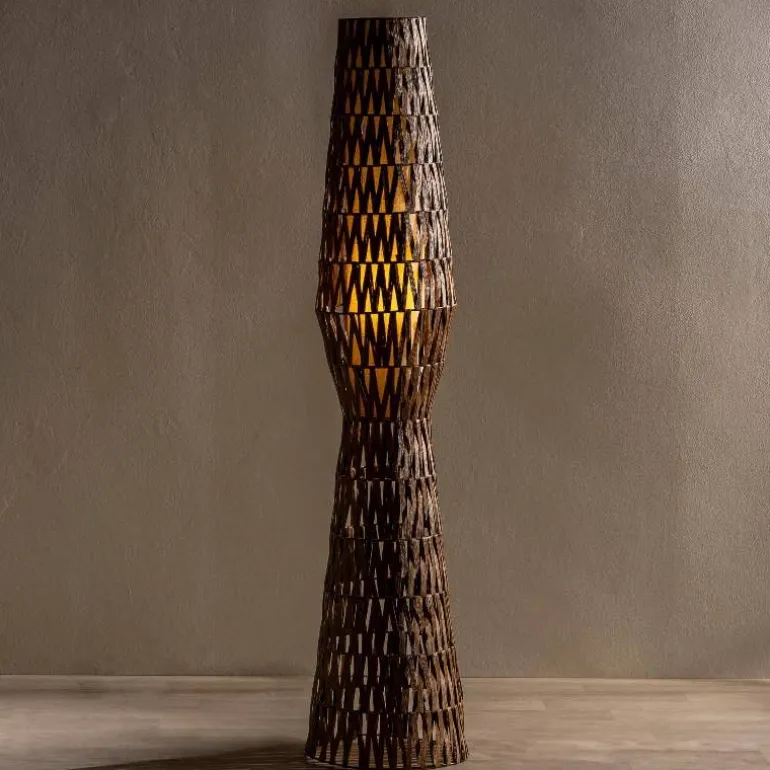 Mid-Mod Tall Rattan Woven Floor Lamp