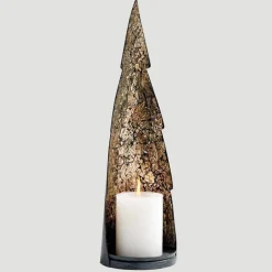 Mirrored Glass Tree-Shaped Pillar Candleholder