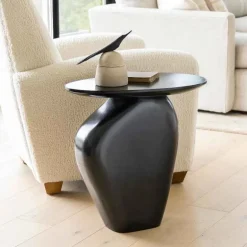 Modern Black Pebble Side Table