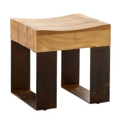 Montanha Reclaimed Wood and Metal Stool