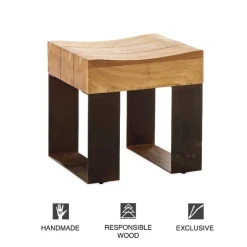 Montanha Reclaimed Wood and Metal Stool