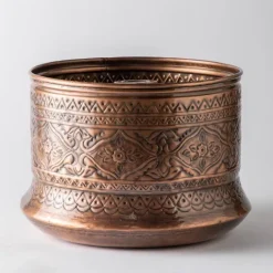 Moroccan Embossed Copper-Finished Hose Pot