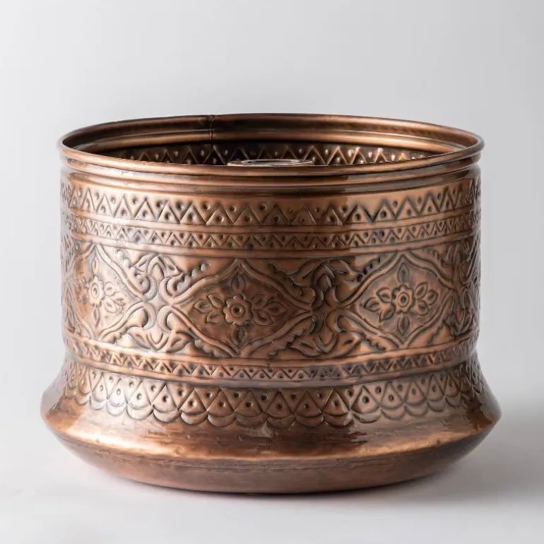 Moroccan Embossed Copper-Finished Hose Pot