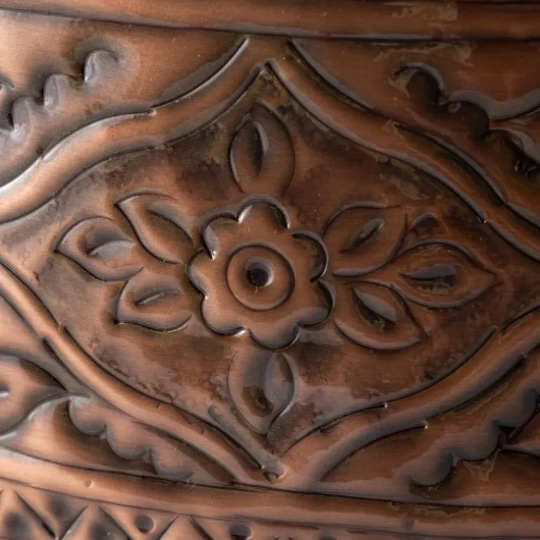 Moroccan Embossed Copper-Finished Hose Pot