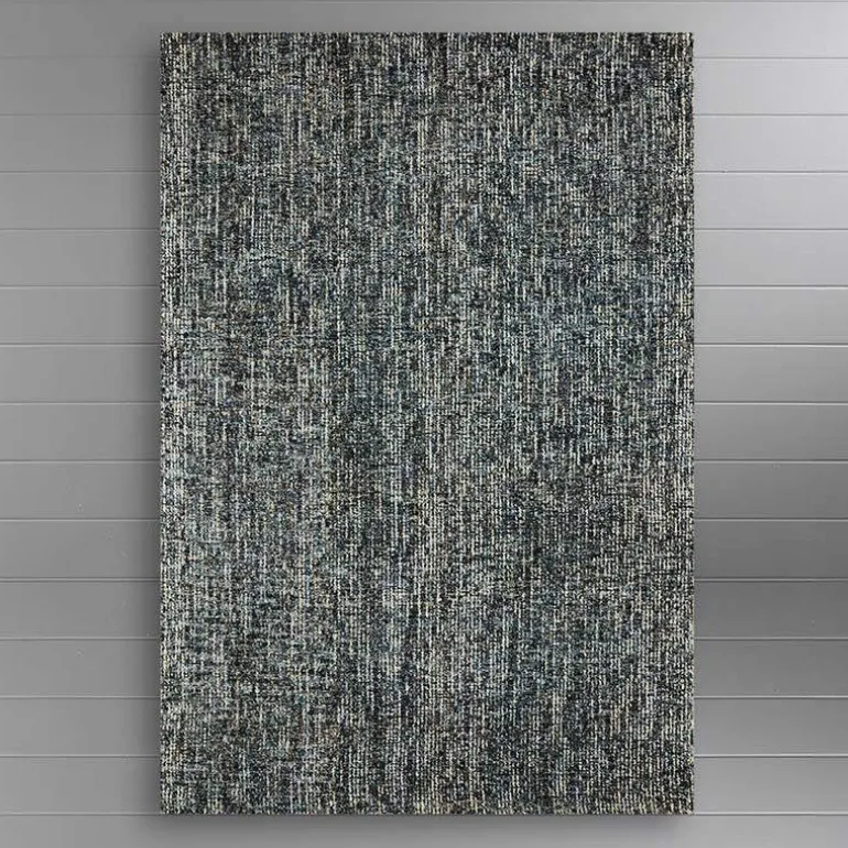 Mosaic Hand-Tufted Wool Rug, 5' x 8' (denim/charcoal)