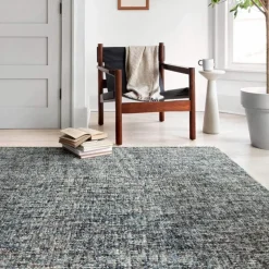 Mosaic Hand-Tufted Wool Rug, 8' x 10' - Denim/Charcoal