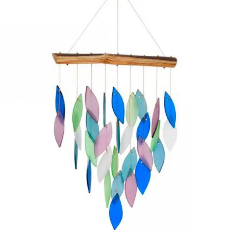 Mountain Ridge Glass Waterfall Chime on Driftwood