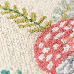 Mushroom Hand-Hooked Wool Decorative Throw Pillow