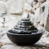 Natural Slate Stone Tower Stacked Water Fountain