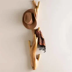 Nature-Inspired Twisted Suar Wood Wall Coat Rack