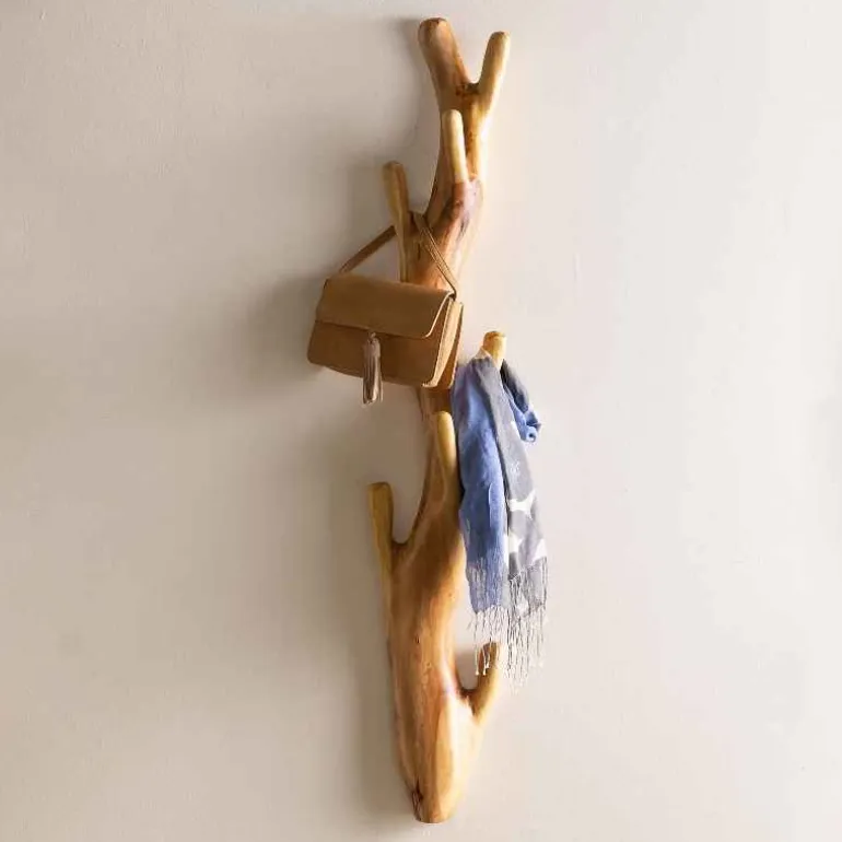 Nature-Inspired Twisted Suar Wood Wall Coat Rack