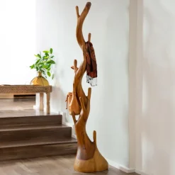 Nature Inspired Twisted Suar Wood Coat Rack