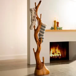 Nature Inspired Twisted Suar Wood Coat Rack