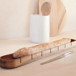 Oak Baguette Bread Board and Knife