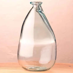 Oblong Recycled Glass Balloon Vase, 14" - Clear