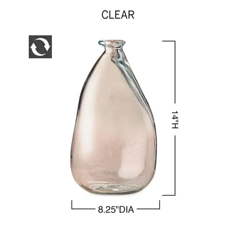 Oblong Recycled Glass Balloon Vase, 14" - Clear