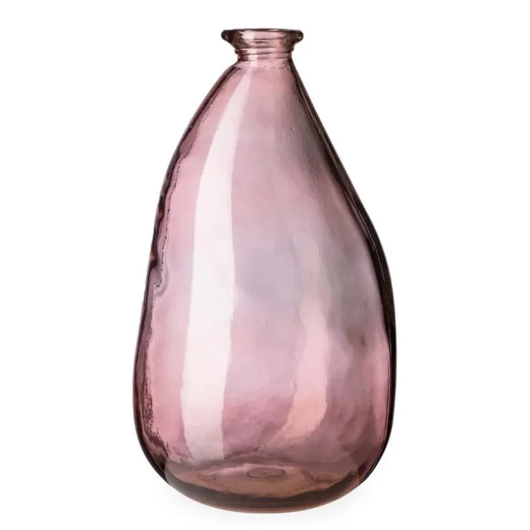 Oblong Recycled Glass Balloon Vase, 14" - Pink