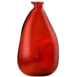 Oblong Recycled Glass Balloon Vase, 14" - Red