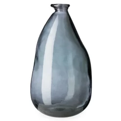 Oblong Recycled Glass Balloon Vase, 14" - Smokey Blue