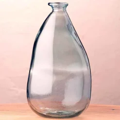 Oblong Recycled Glass Balloon Vase, 14" - Gray