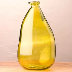 Oblong Recycled Glass Balloon Vase, 14" - Citron Green