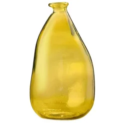 Oblong Recycled Glass Balloon Vase, 14" - Citron Green
