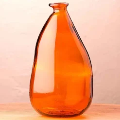 Oblong Recycled Glass Balloon Vase, 14" - Amber