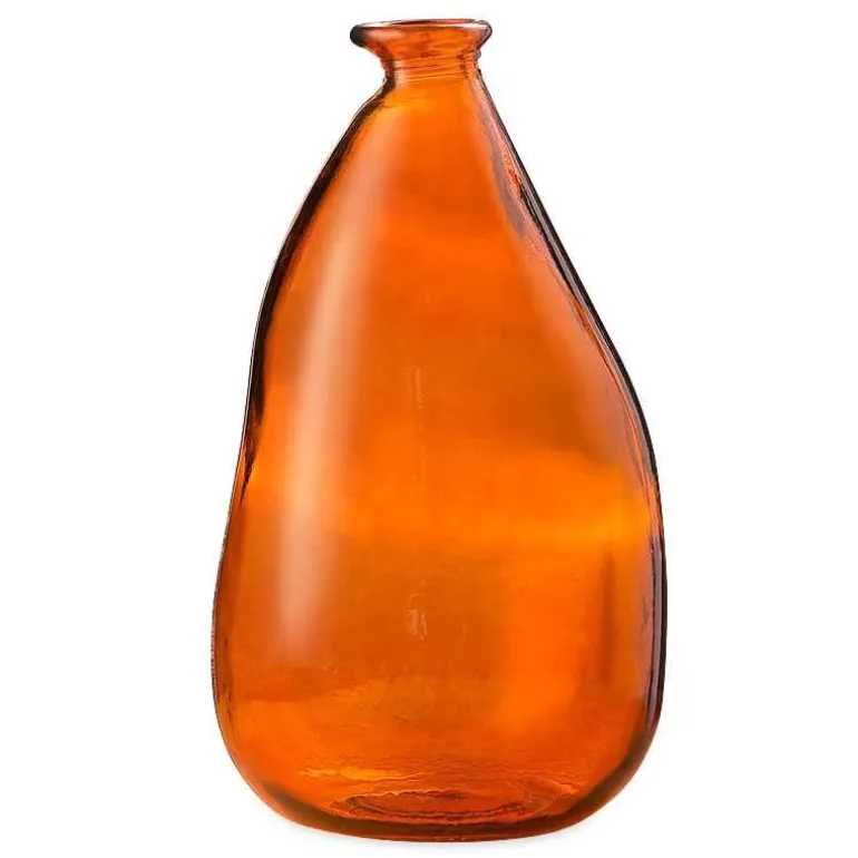 Oblong Recycled Glass Balloon Vase, 14" - Amber